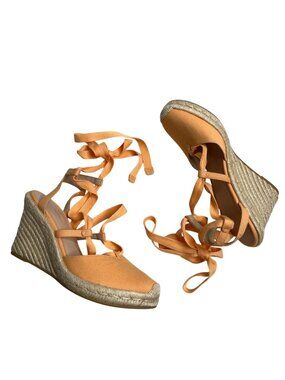 Stuart Weitzman Altrud Espadrille Wedge Sandals Mango Orange Size 10